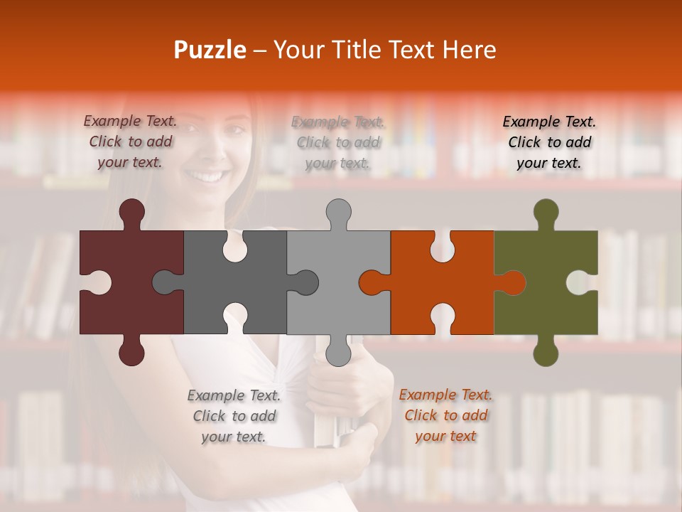 Library Bookshelf Long Hair PowerPoint Template