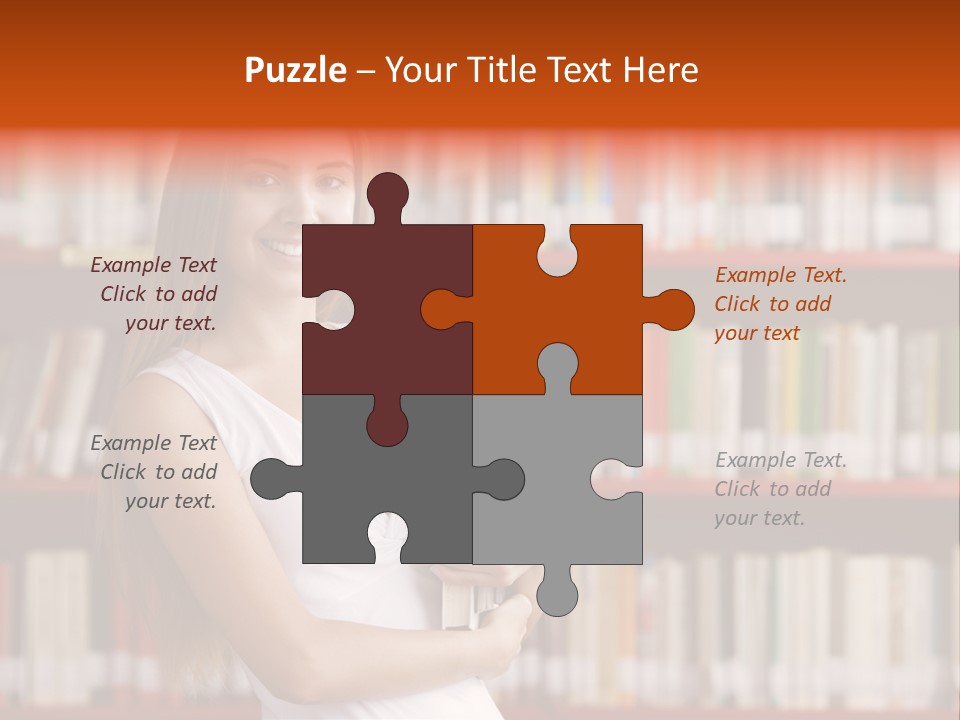 Library Bookshelf Long Hair PowerPoint Template