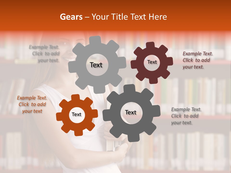 Library Bookshelf Long Hair PowerPoint Template