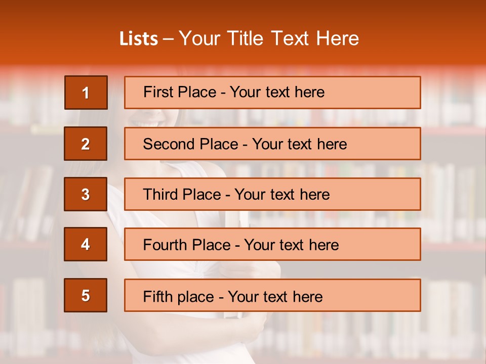 Library Bookshelf Long Hair PowerPoint Template