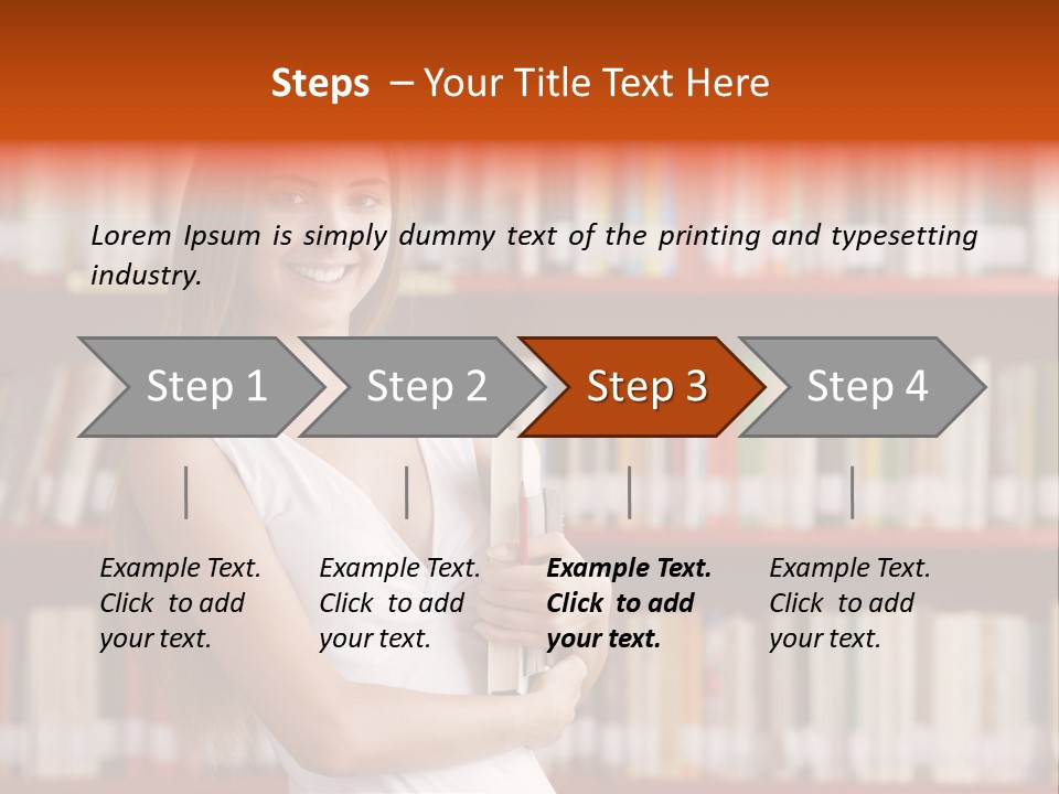 Library Bookshelf Long Hair PowerPoint Template