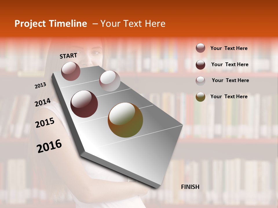 Library Bookshelf Long Hair PowerPoint Template