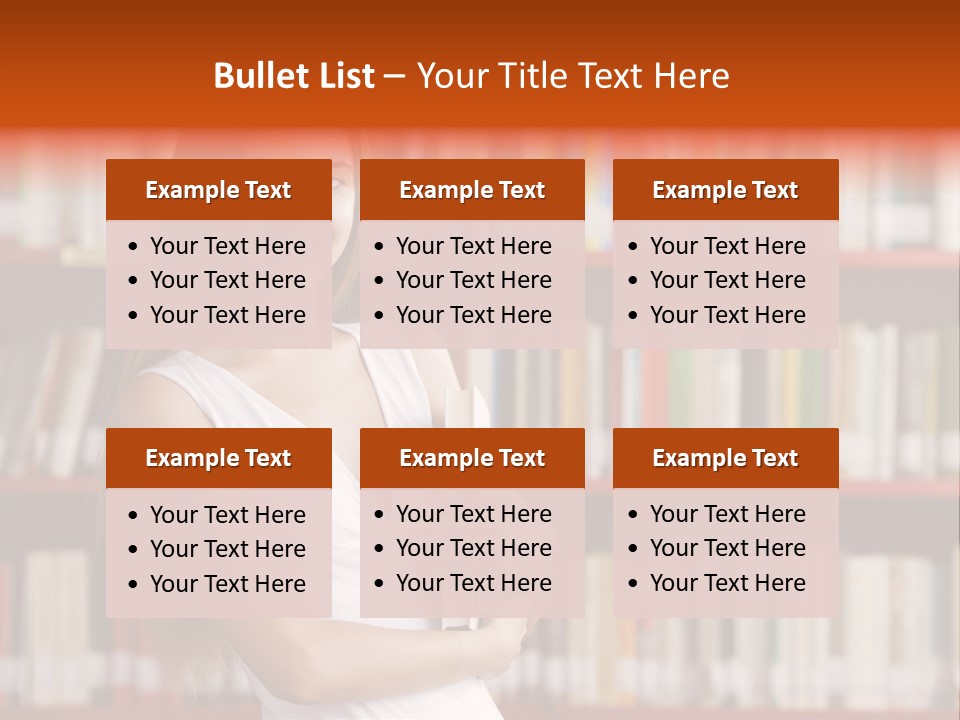 Library Bookshelf Long Hair PowerPoint Template