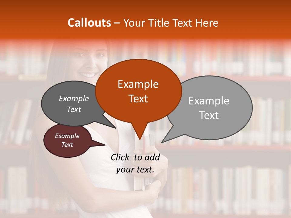 Library Bookshelf Long Hair PowerPoint Template