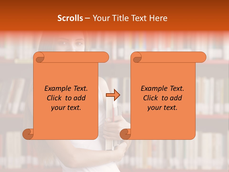 Library Bookshelf Long Hair PowerPoint Template