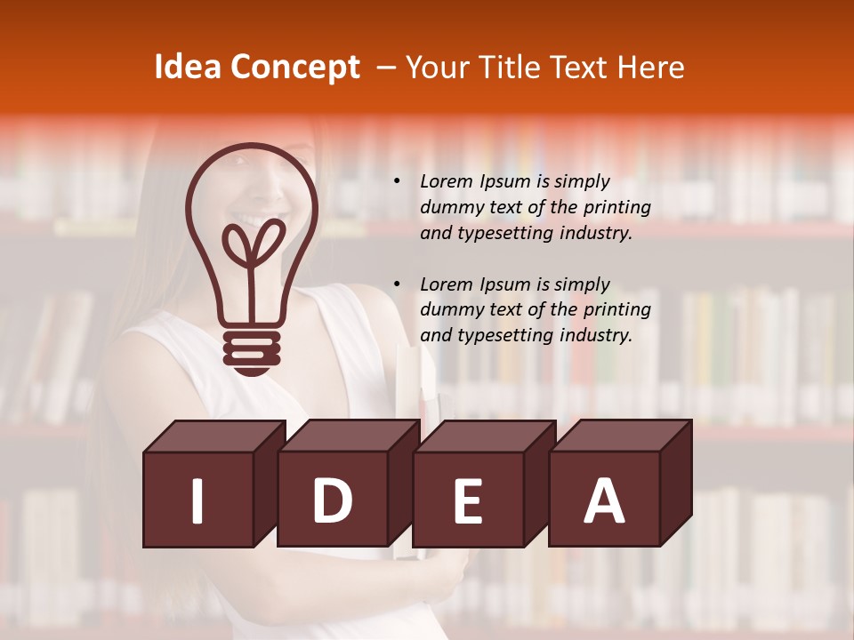 Library Bookshelf Long Hair PowerPoint Template