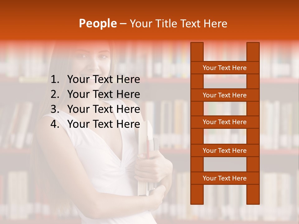 Library Bookshelf Long Hair PowerPoint Template