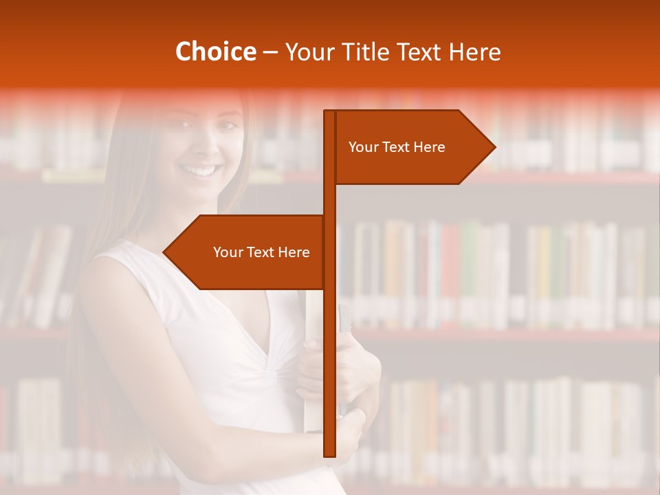 Library Bookshelf Long Hair PowerPoint Template