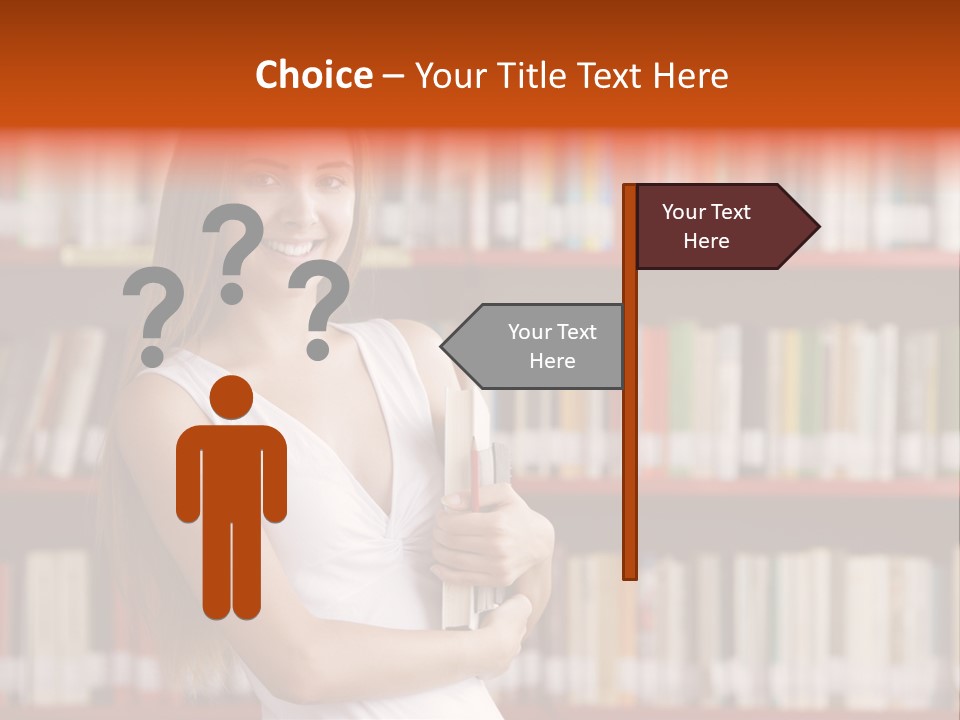 Library Bookshelf Long Hair PowerPoint Template