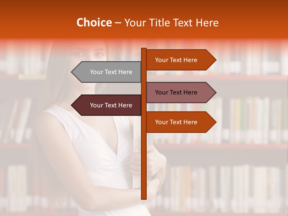 Library Bookshelf Long Hair PowerPoint Template