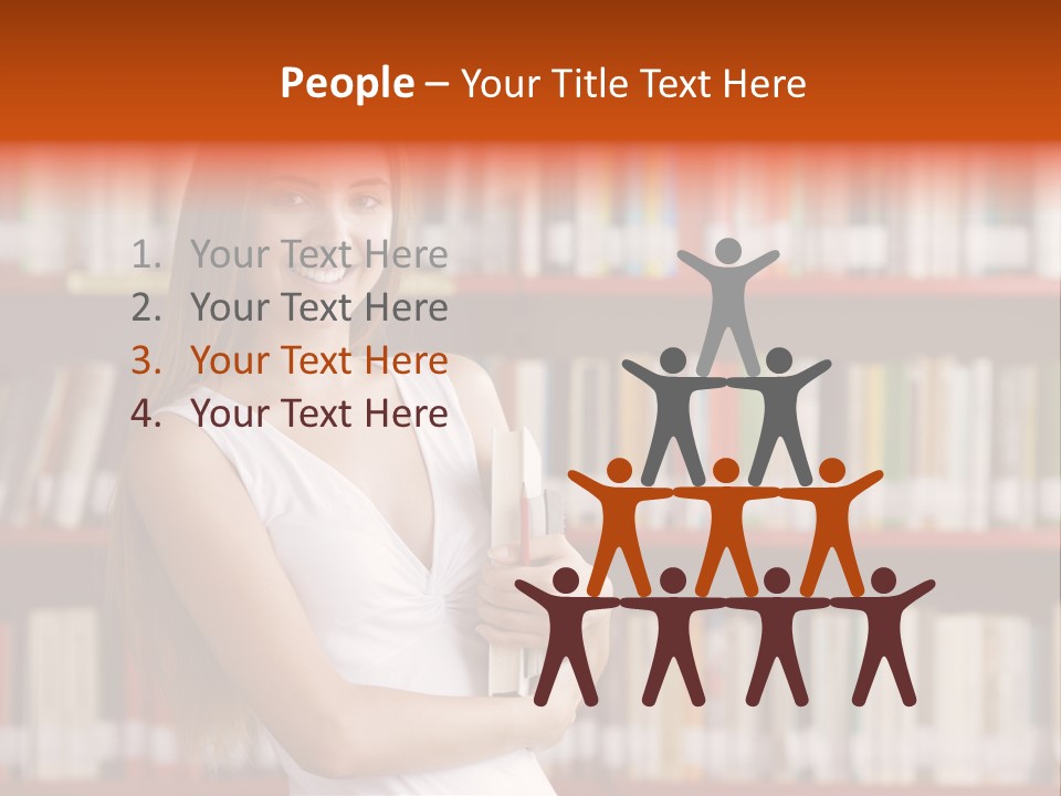 Library Bookshelf Long Hair PowerPoint Template