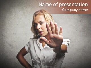 Disgusted Young Hand PowerPoint Template