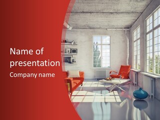 Loft White Sofa PowerPoint Template