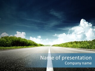 Long Roadway Drive PowerPoint Template