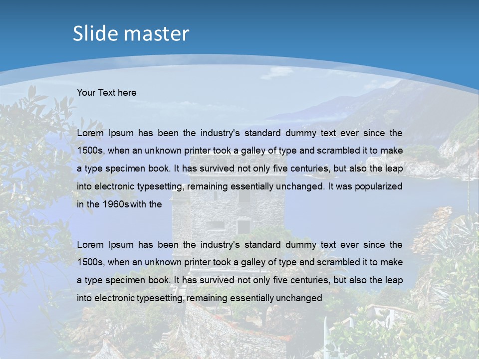 Boat Cliff Mediterranean PowerPoint Template