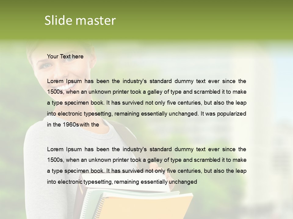 Smiling Outside Young PowerPoint Template