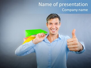 Rejoice Donate Man PowerPoint Template