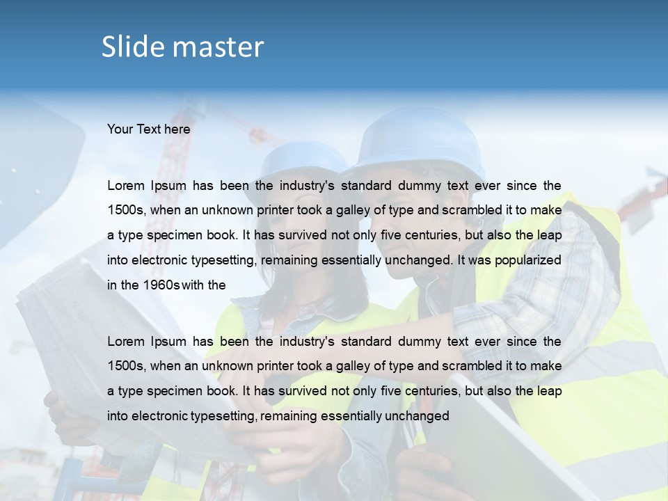 Architecture Blue Helmet Man PowerPoint Template