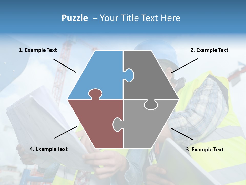 Architecture Blue Helmet Man PowerPoint Template