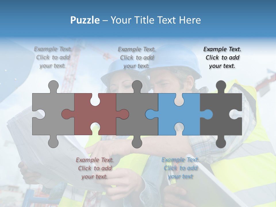 Architecture Blue Helmet Man PowerPoint Template