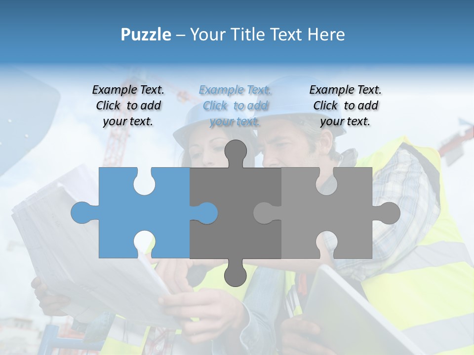 Architecture Blue Helmet Man PowerPoint Template