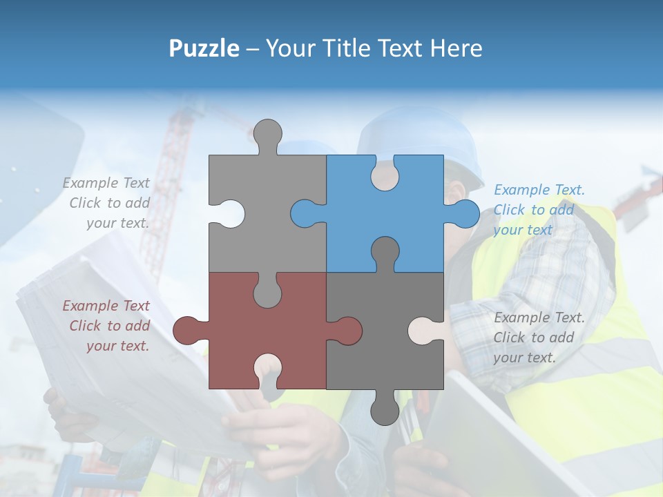 Architecture Blue Helmet Man PowerPoint Template