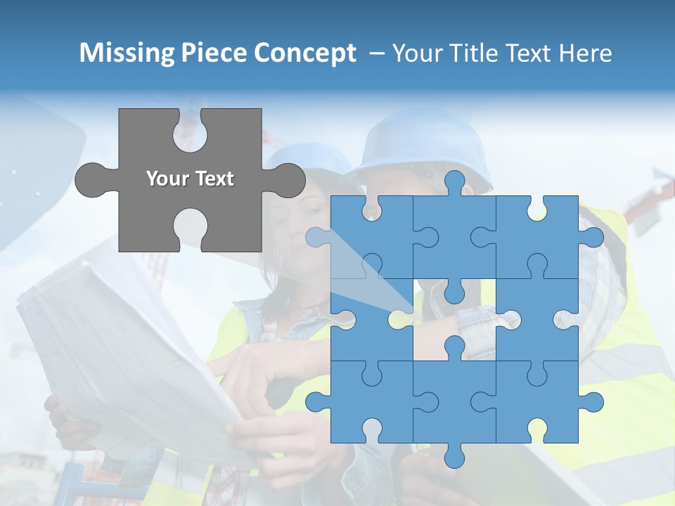 Architecture Blue Helmet Man PowerPoint Template