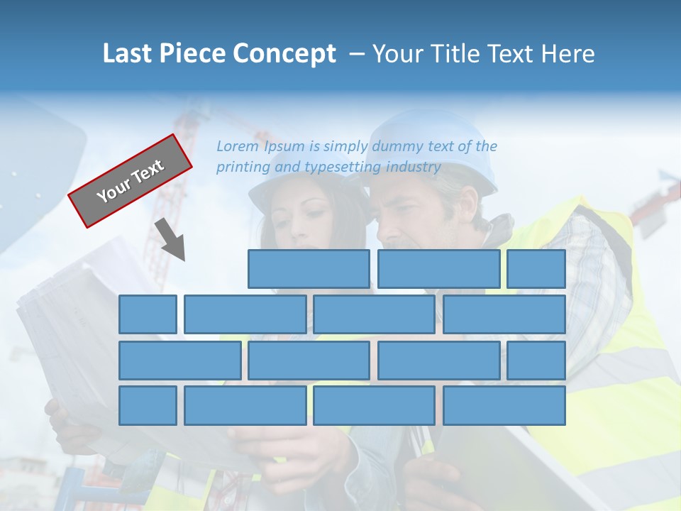 Architecture Blue Helmet Man PowerPoint Template