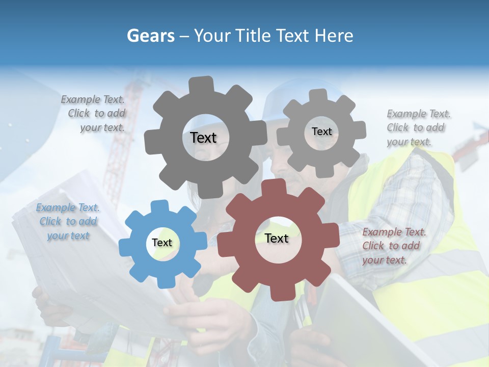 Architecture Blue Helmet Man PowerPoint Template