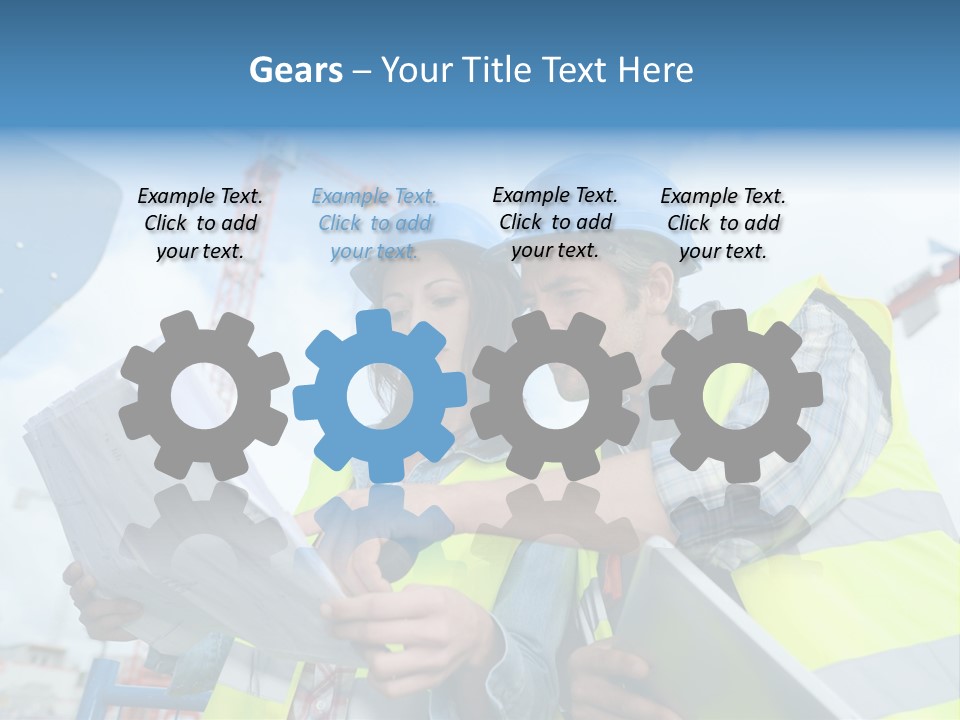 Architecture Blue Helmet Man PowerPoint Template