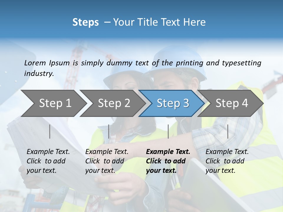 Architecture Blue Helmet Man PowerPoint Template