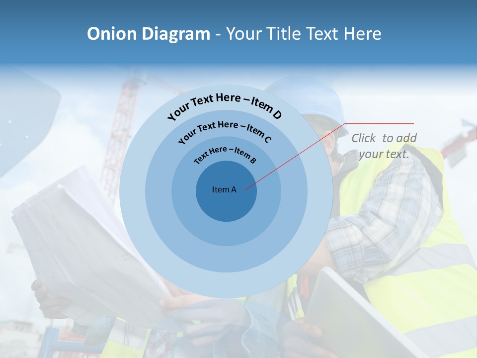 Architecture Blue Helmet Man PowerPoint Template