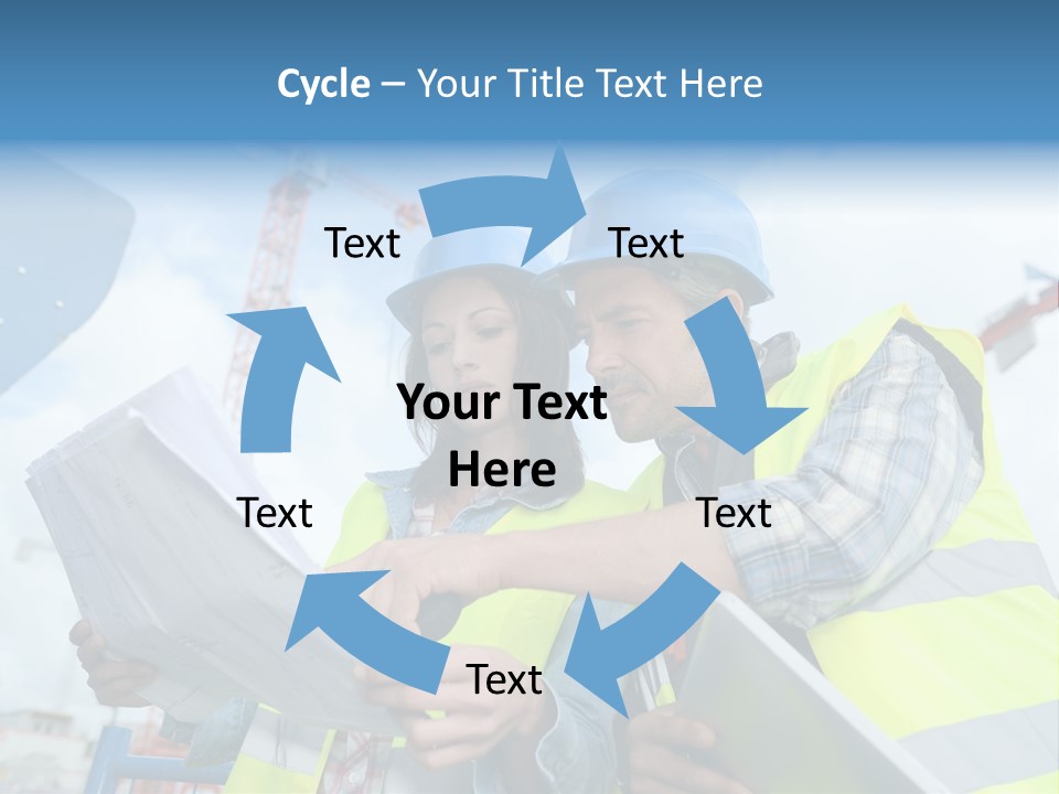 Architecture Blue Helmet Man PowerPoint Template