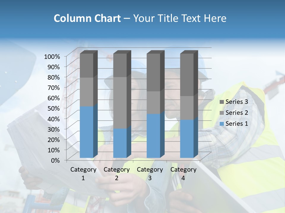 Architecture Blue Helmet Man PowerPoint Template