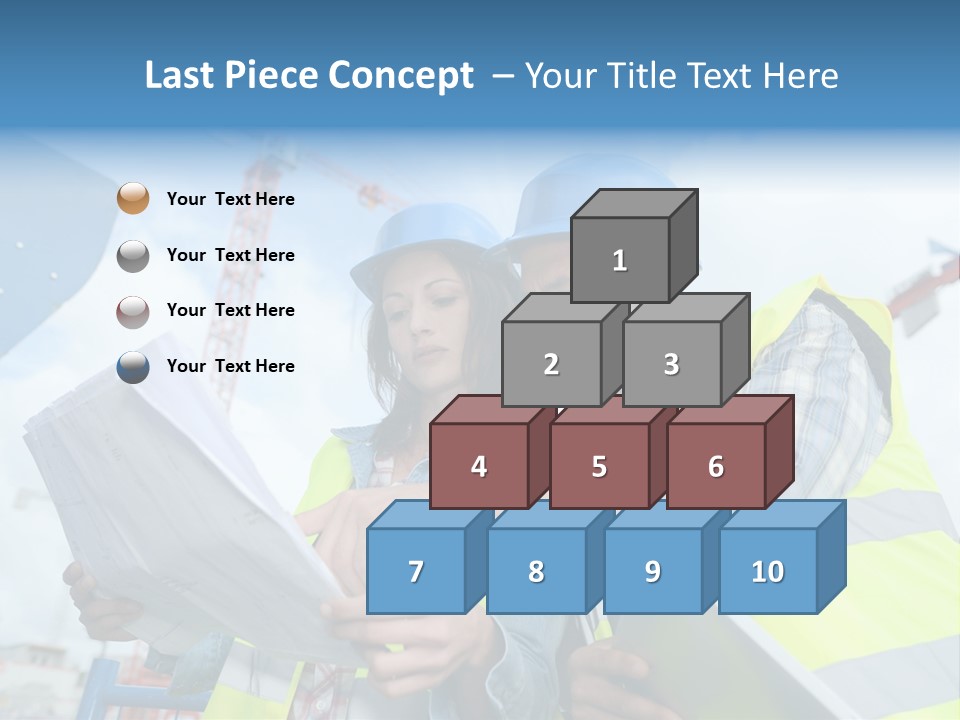 Architecture Blue Helmet Man PowerPoint Template