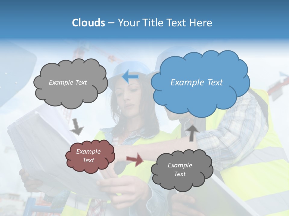 Architecture Blue Helmet Man PowerPoint Template