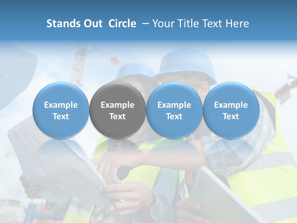 Architecture Blue Helmet Man PowerPoint Template