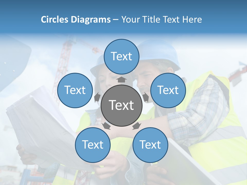 Architecture Blue Helmet Man PowerPoint Template