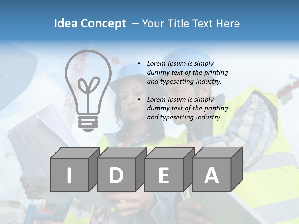 Architecture Blue Helmet Man PowerPoint Template