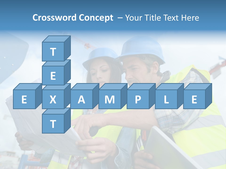 Architecture Blue Helmet Man PowerPoint Template