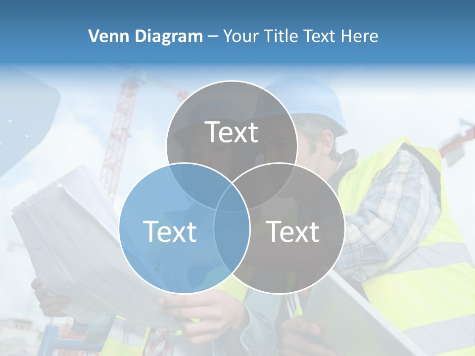 Architecture Blue Helmet Man PowerPoint Template