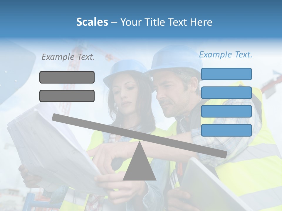 Architecture Blue Helmet Man PowerPoint Template