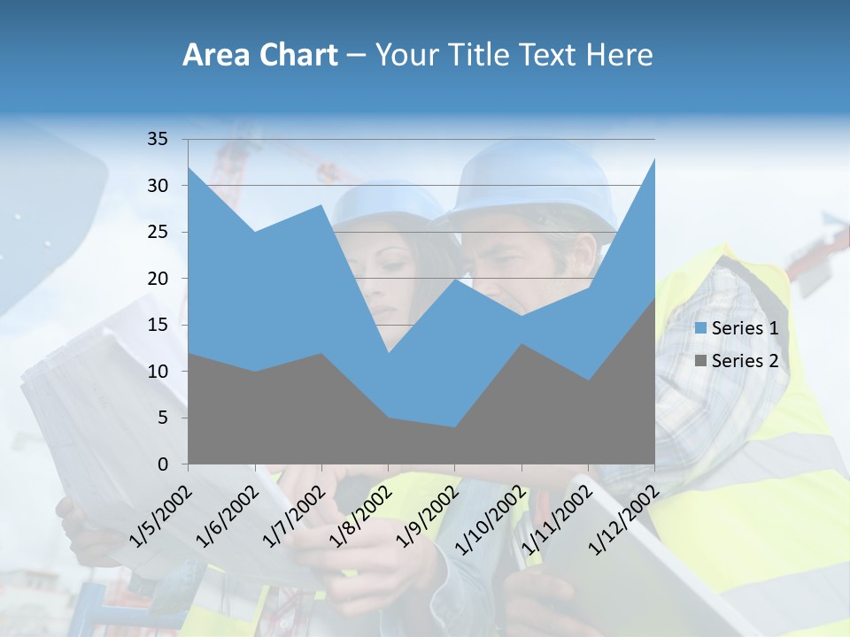 Architecture Blue Helmet Man PowerPoint Template