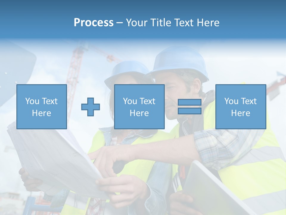 Architecture Blue Helmet Man PowerPoint Template