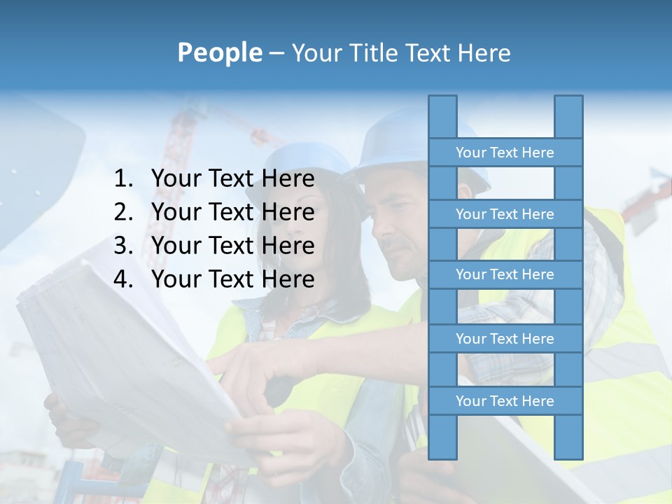 Architecture Blue Helmet Man PowerPoint Template