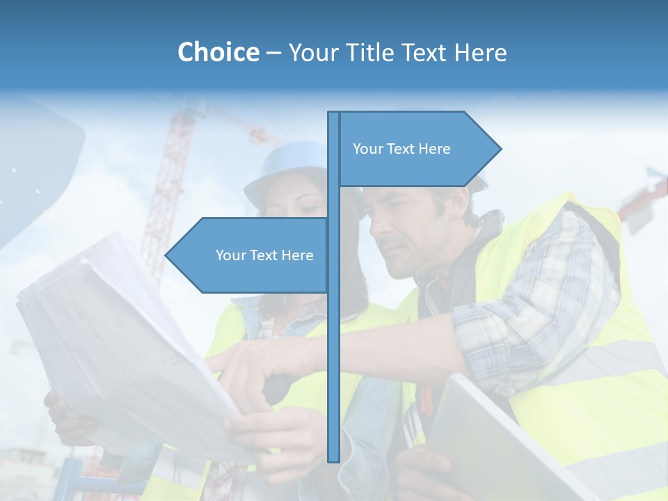 Architecture Blue Helmet Man PowerPoint Template