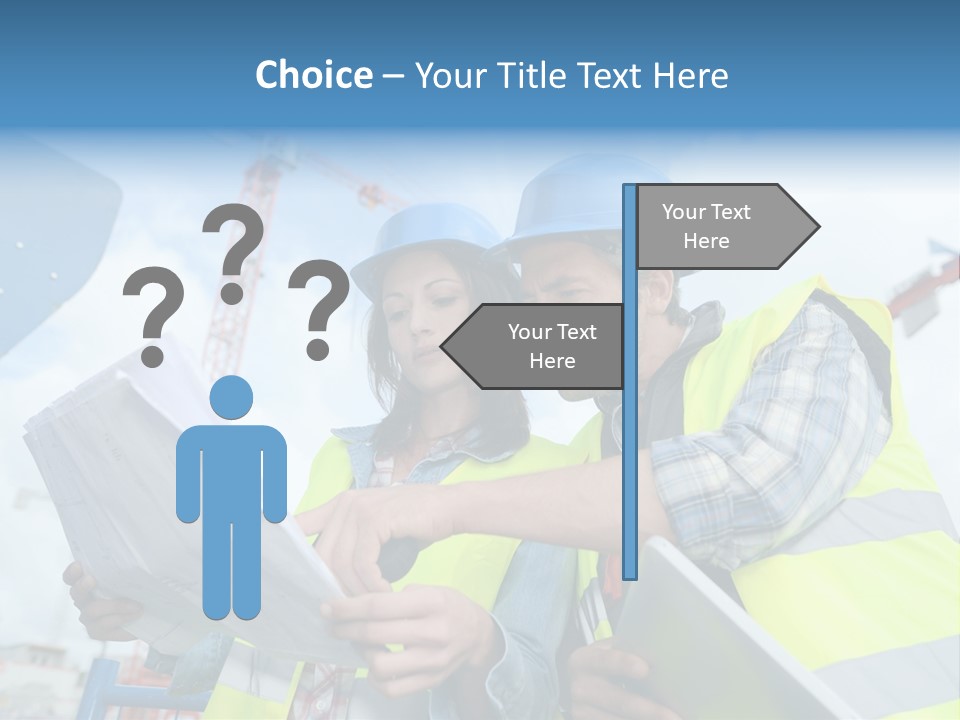 Architecture Blue Helmet Man PowerPoint Template