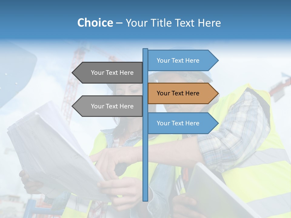 Architecture Blue Helmet Man PowerPoint Template