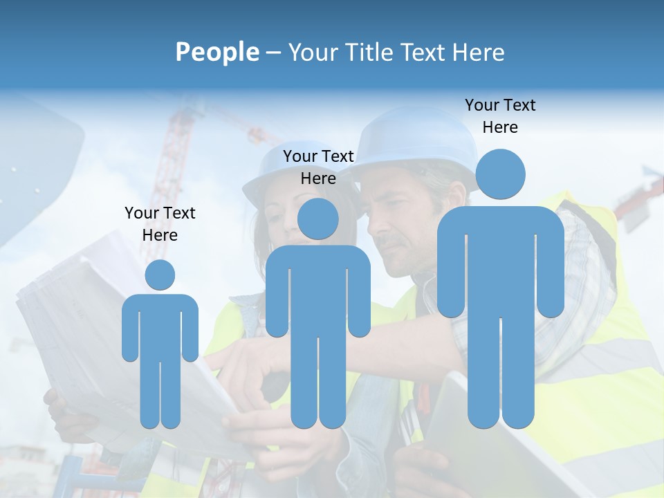 Architecture Blue Helmet Man PowerPoint Template