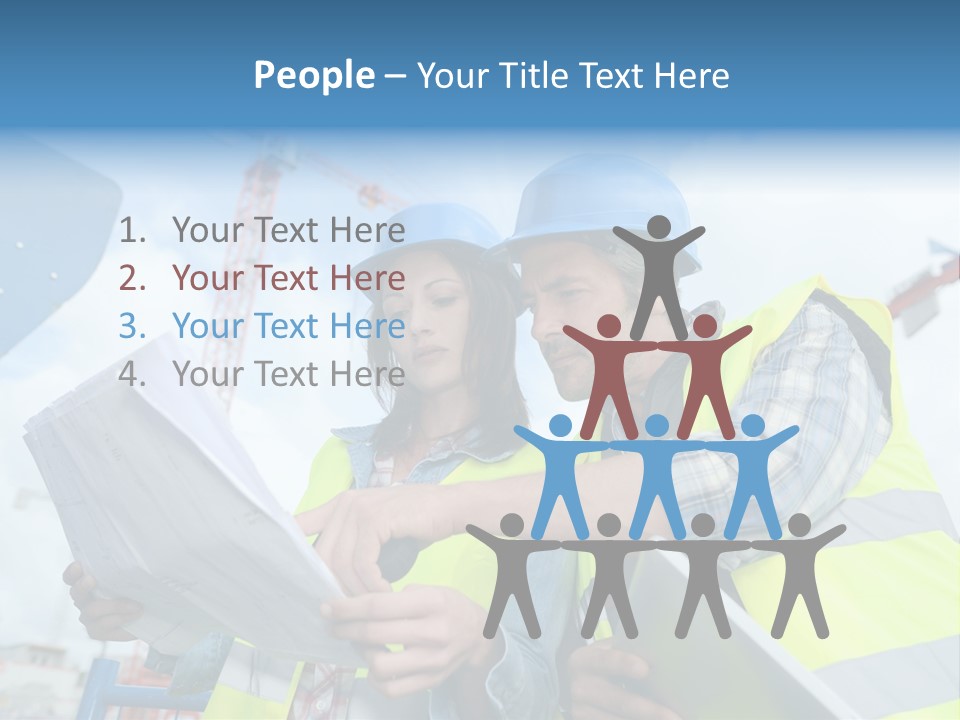 Architecture Blue Helmet Man PowerPoint Template